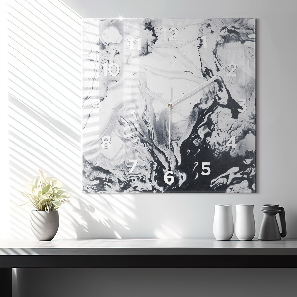 Kwadratowy zegar Abstrakcja Tusz Marmur