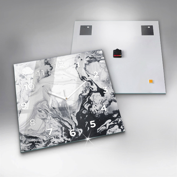 Kwadratowy zegar Abstrakcja Tusz Marmur