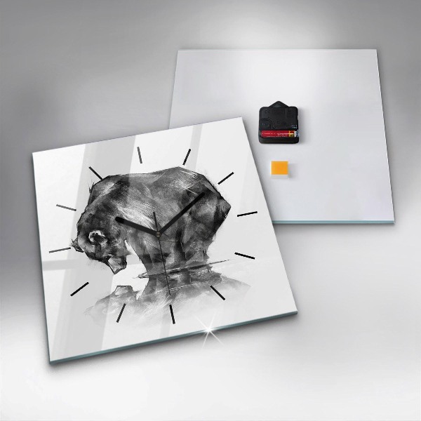 Kwadratowy zegar Rysunkowy niedźwiedź