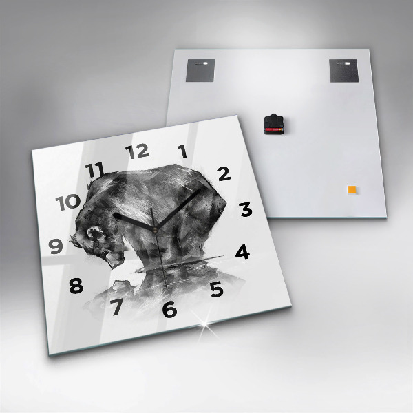 Kwadratowy zegar Rysunkowy niedźwiedź