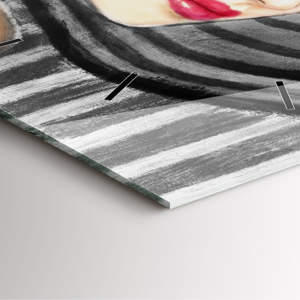 Kwadratowy zegar Kobieta w Czarno bieli