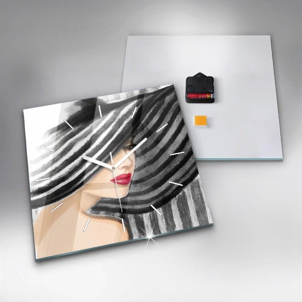 Kwadratowy zegar Kobieta w Czarno bieli