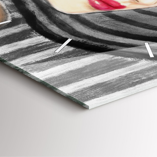 Kwadratowy zegar Kobieta w Czarno bieli