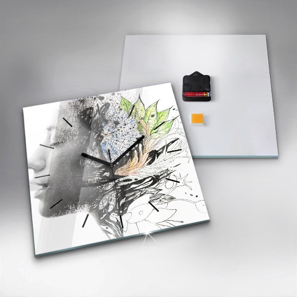 Kwadratowy zegar Abstrakcja twarz kobiety