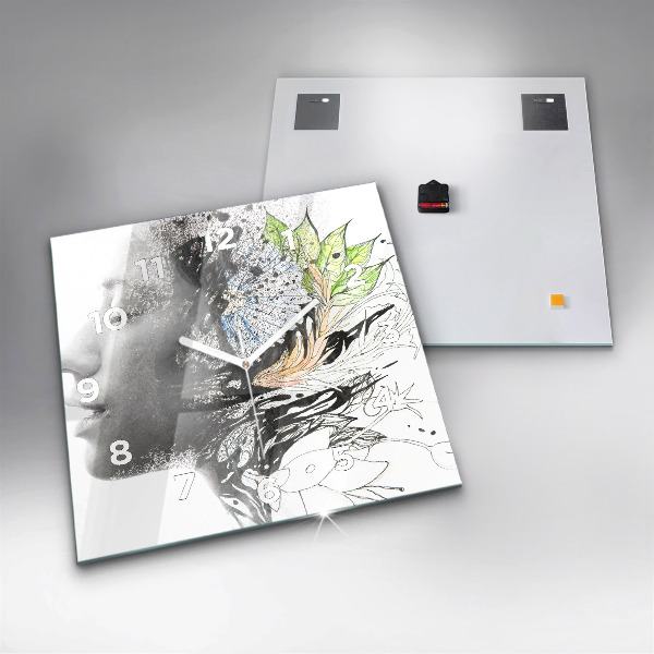 Kwadratowy zegar Abstrakcja twarz kobiety