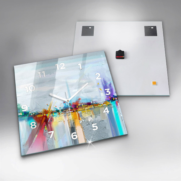 Kwadratowy zegar Abstrakcyjny olejny pejzaż