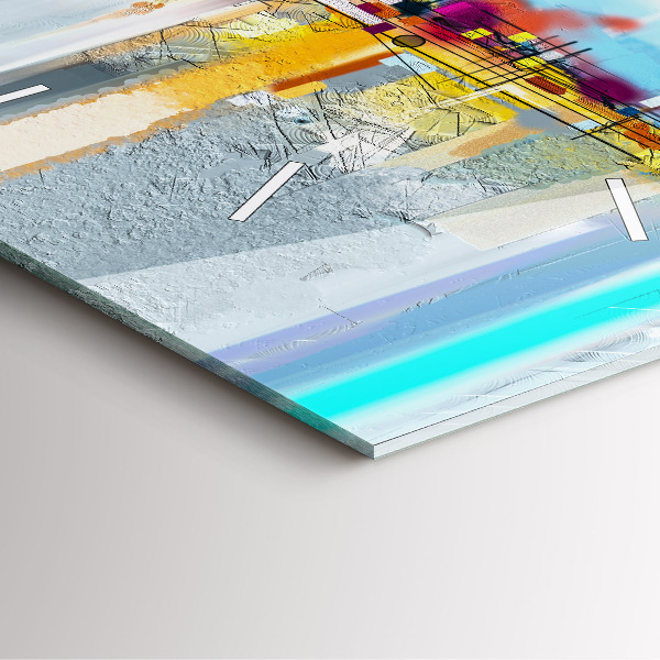 Kwadratowy zegar Abstrakcyjny olejny pejzaż