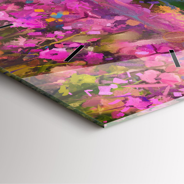 Kwadratowy zegar Łąka w zachodzie słońca