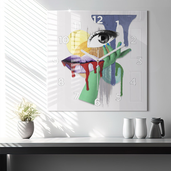 Kwadratowy zegar Surrealistyczny kolaż