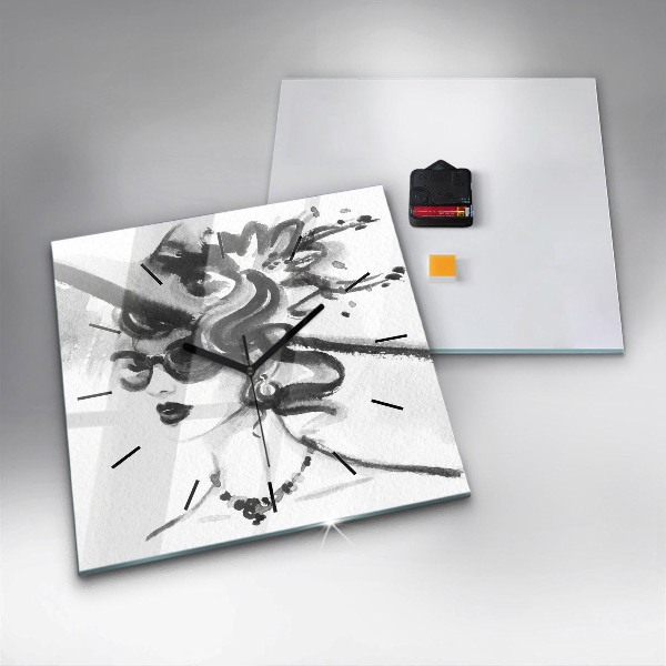 Kwadratowy zegar Modna kobieta