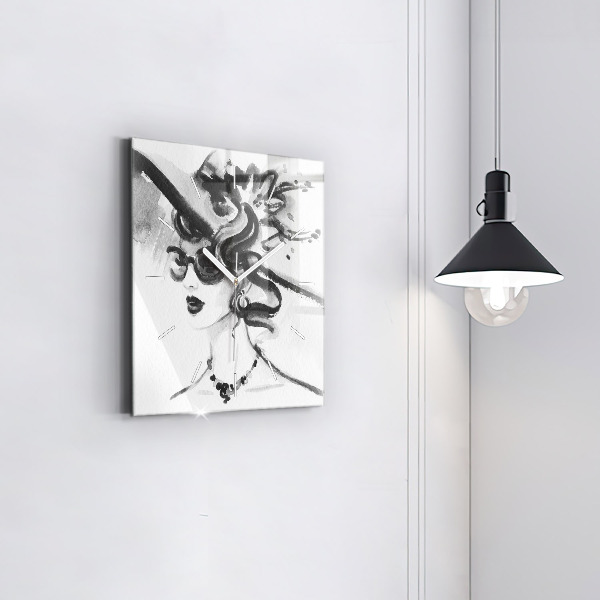 Kwadratowy zegar Modna kobieta