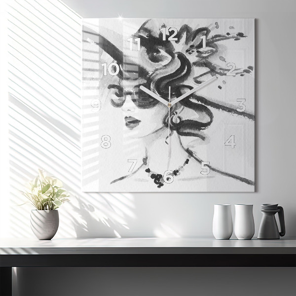 Kwadratowy zegar Modna kobieta