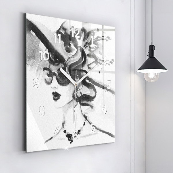 Kwadratowy zegar Modna kobieta