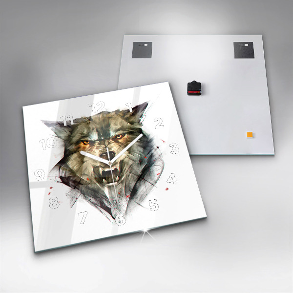 Kwadratowy zegar Rysowane portret wilka