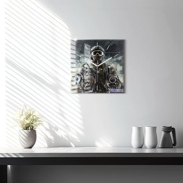 Kwadratowy zegar Żołnierz z bronią