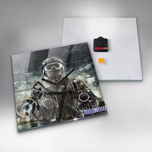 Kwadratowy zegar Żołnierz z bronią