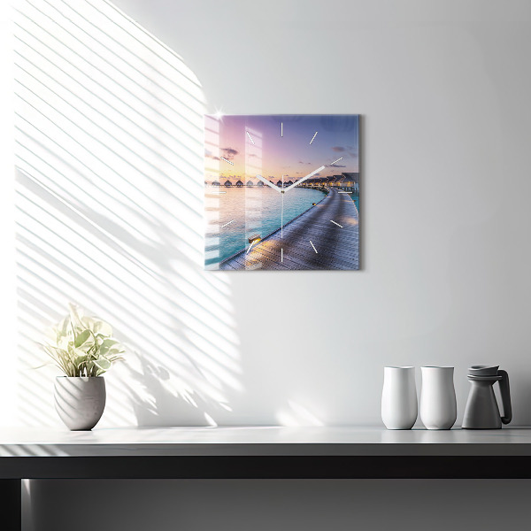 Kwadratowy zegar Zachód słońca Malediwy