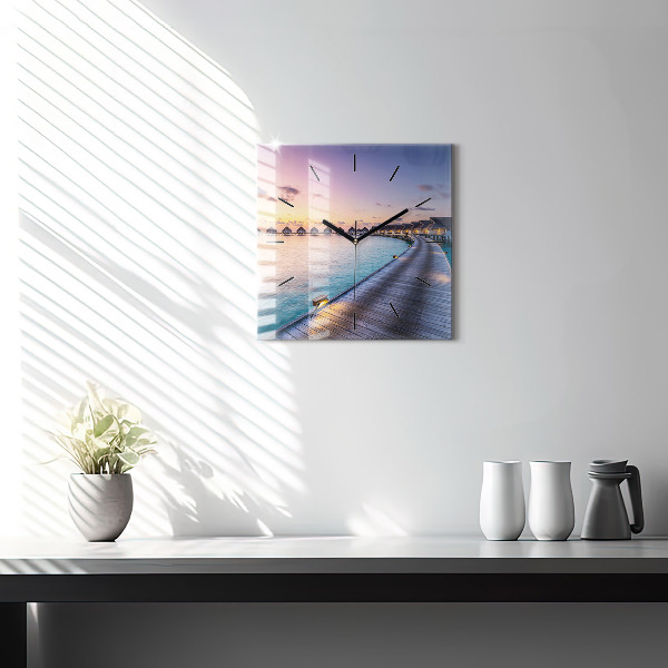 Kwadratowy zegar Zachód słońca Malediwy