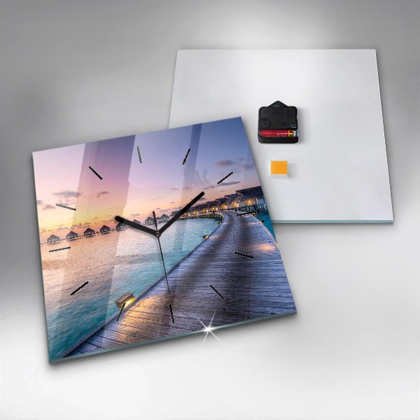 Kwadratowy zegar Zachód słońca Malediwy