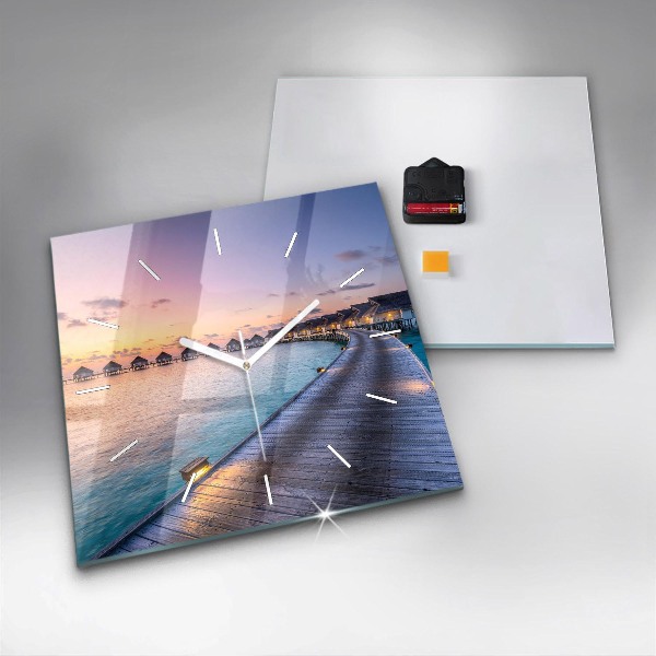 Kwadratowy zegar Zachód słońca Malediwy