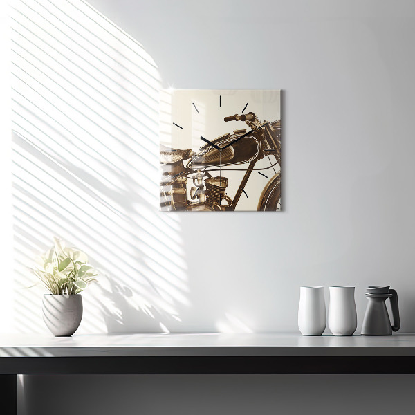 Kwadratowy zegar Sepia motocykla Vintage