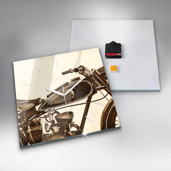Kwadratowy zegar Sepia motocykla Vintage