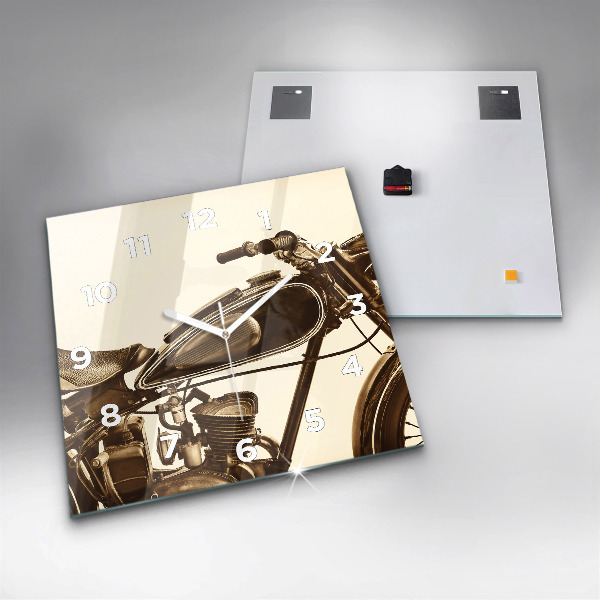 Kwadratowy zegar Sepia motocykla Vintage