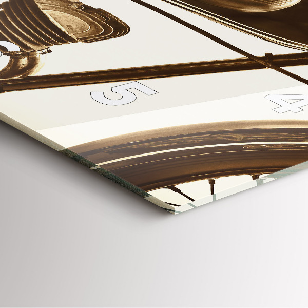 Kwadratowy zegar Sepia motocykla Vintage