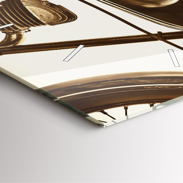 Kwadratowy zegar Sepia motocykla Vintage