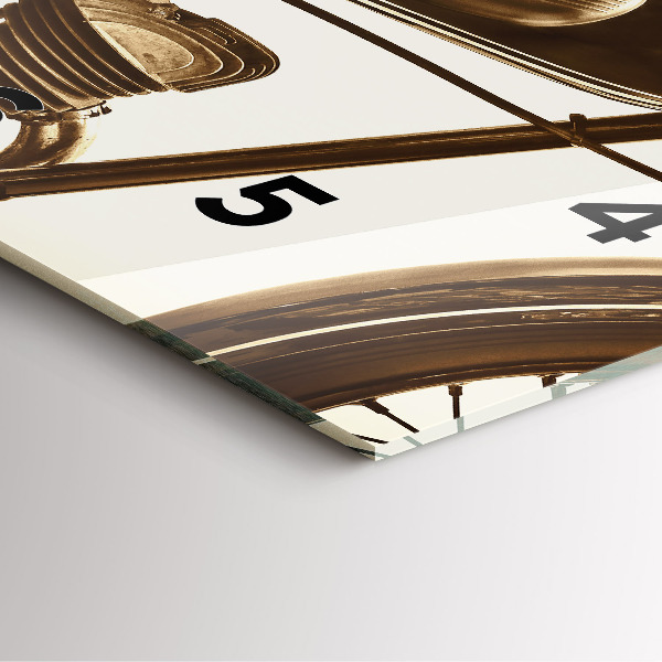 Kwadratowy zegar Sepia motocykla Vintage