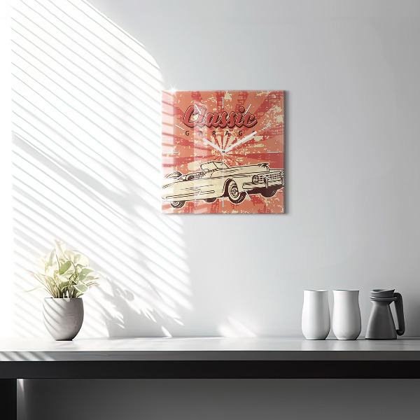 Kwadratowy zegar Vintage Retro auto