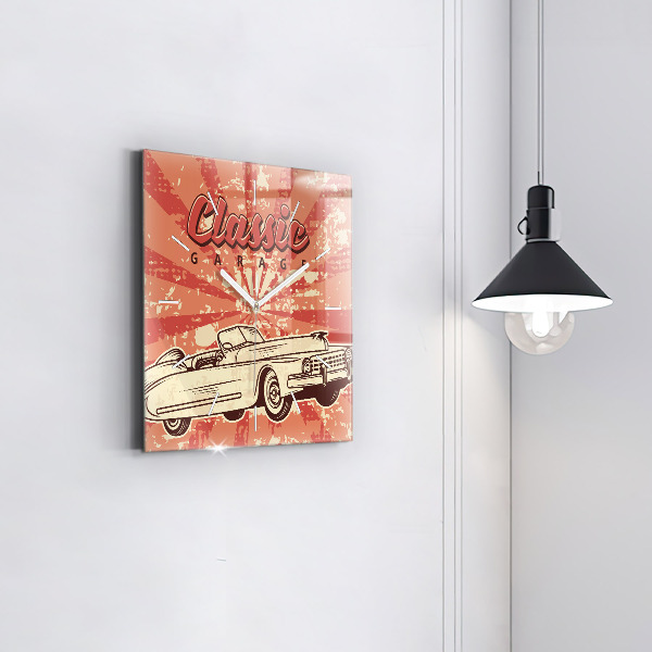 Kwadratowy zegar Vintage Retro auto