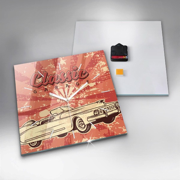 Kwadratowy zegar Vintage Retro auto