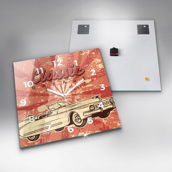 Kwadratowy zegar Vintage Retro auto