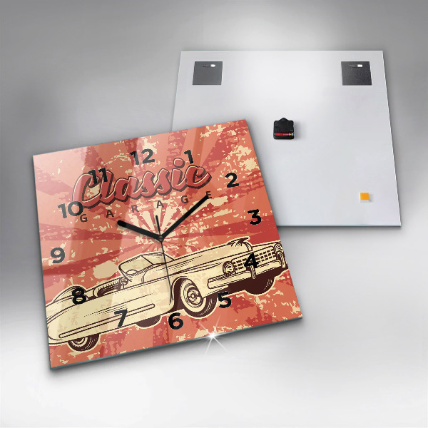 Kwadratowy zegar Vintage Retro auto