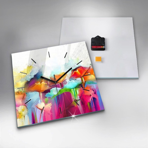 Kwadratowy zegar Abstrakcyjne kwiaty