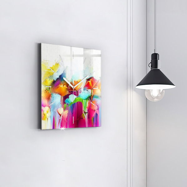 Kwadratowy zegar Abstrakcyjne kwiaty