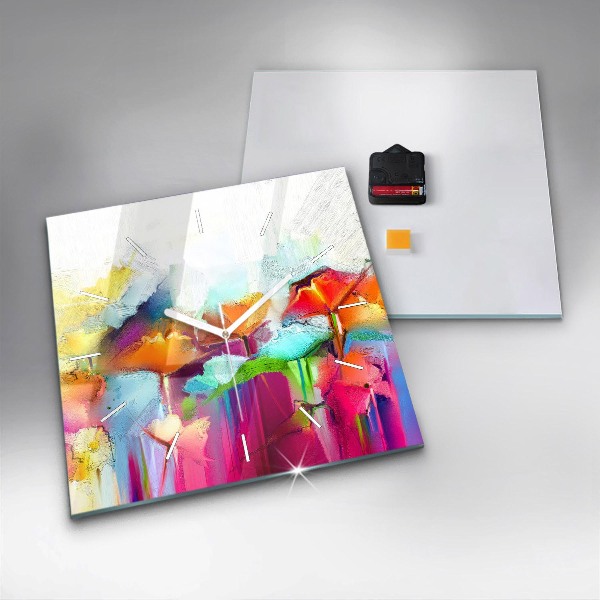 Kwadratowy zegar Abstrakcyjne kwiaty