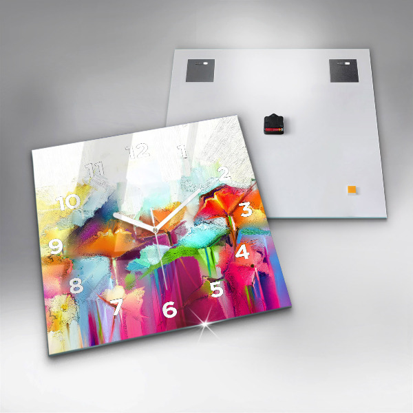 Kwadratowy zegar Abstrakcyjne kwiaty