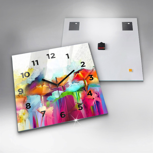 Kwadratowy zegar Abstrakcyjne kwiaty