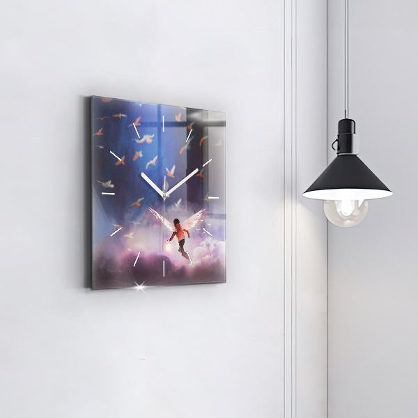 Kwadratowy zegar Chłopiec ze skrzydłami