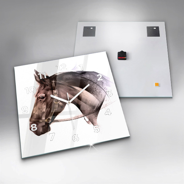 Kwadratowy zegar Malowany profil konia