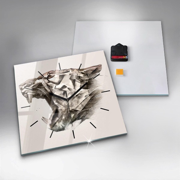 Kwadratowy zegar malowany portret tygrysa