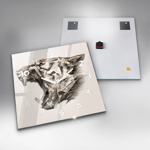 Kwadratowy zegar malowany portret tygrysa