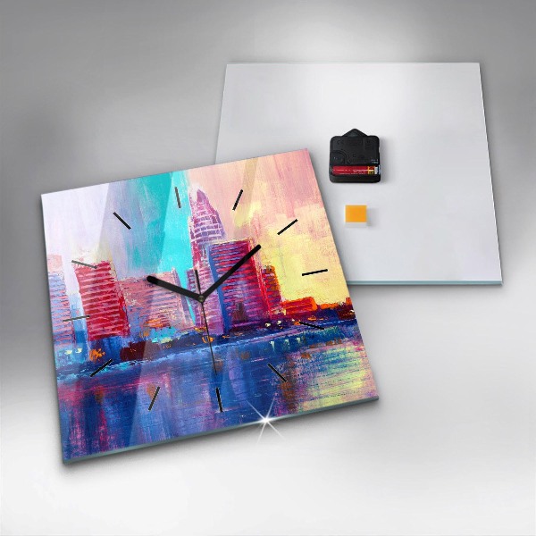 Kwadratowy zegar Abstrakcja drapaczy chmur