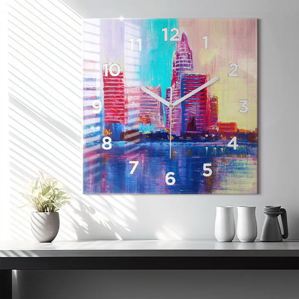 Kwadratowy zegar Abstrakcja drapaczy chmur