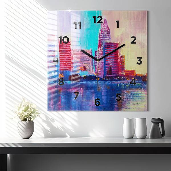 Kwadratowy zegar Abstrakcja drapaczy chmur