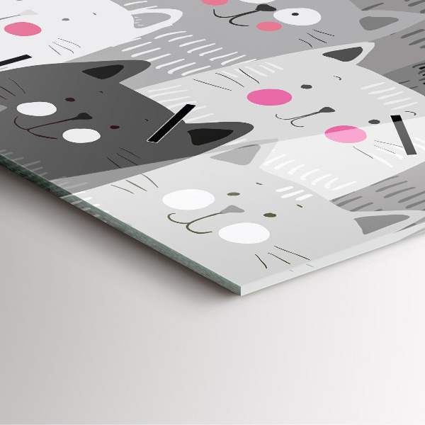 Zegar na ścianę kwadratowy Wzór z kotami