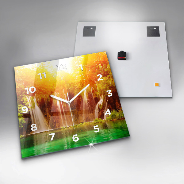 Zegar na ścianę kwadratowy Widok na wodospad