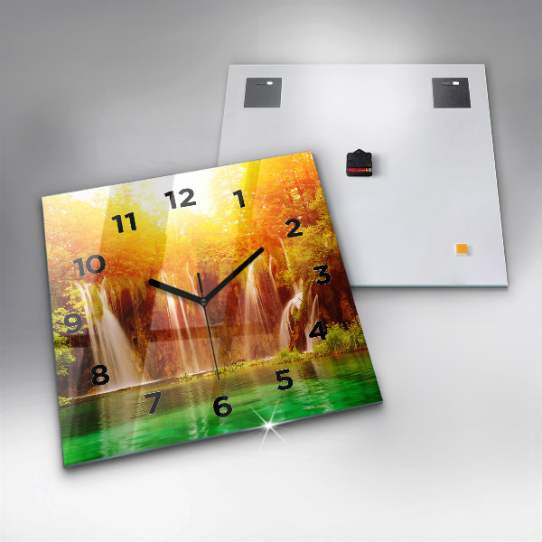 Zegar na ścianę kwadratowy Widok na wodospad